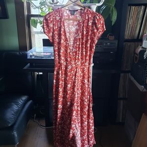 Forever 21 red v-neck wrap maxi dress